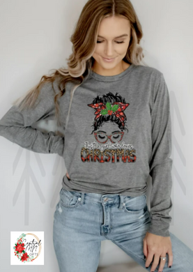 Just A Girl Who Loves Christmas Messy Bun Shirts & Tops