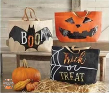 Load image into Gallery viewer, Halloween Jute / Sequin Totes - Limited Quantities Tote Bag
