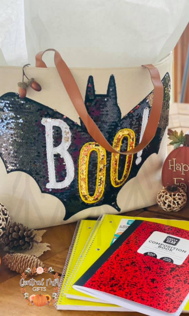 Halloween Jute / Sequin Totes - Limited Quantities Boo Tote Bag