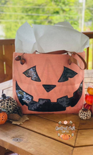Load image into Gallery viewer, Halloween Jute / Sequin Totes - Limited Quantities Pumpkin Tote Bag
