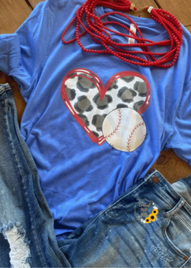 Baseball Leopard Heart Shirts