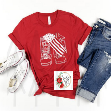 Combat Boots With American Flag Shirts