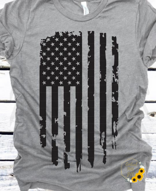 Distressed American Flag (Black) Shirts