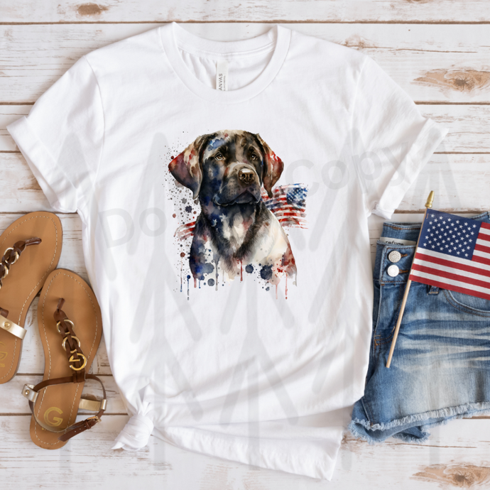 Patriotic Dog Watercolor #7 (Adult - Infant)
