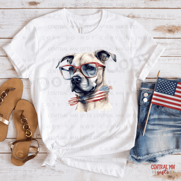 Patriotic Dog With Glasses #1 (Adult - Infant)