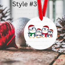 Load image into Gallery viewer, Penguin Family - Ceramic Ornament 3 Round Ornaments
