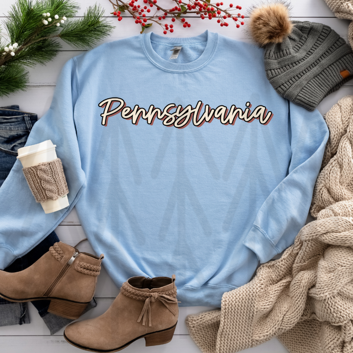 Pennsylvania Boho Script State (Adult Shirt)