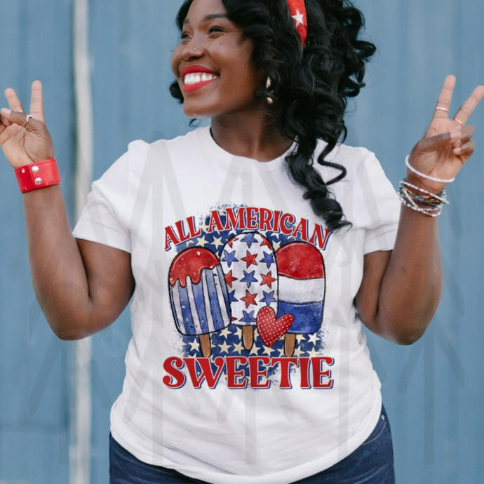 All American Sweetie - Star Background (Adult Infant) Shirts