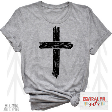 Distressed Cross- Black Shirts