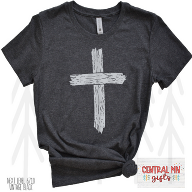 Distressed Cross- Grey Shirts