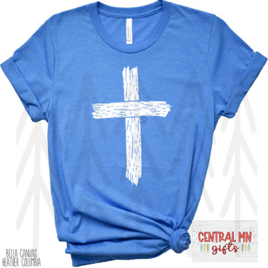 Distressed Cross- White Shirts