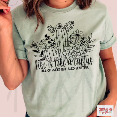 Life Is Like A Cactus - Black Design Shirts