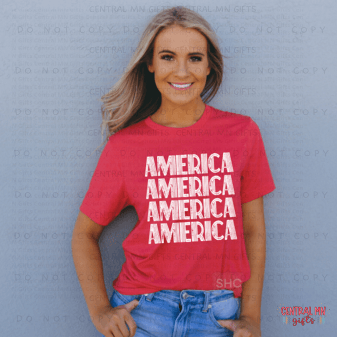 Retro Stacked America - White Lettering Shirts
