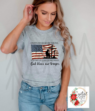 Load image into Gallery viewer, God Bless Our Troops - Black Letters Shirts
