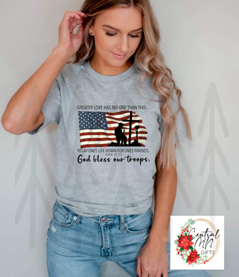 God Bless Our Troops - Black Letters Shirts