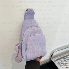 Load image into Gallery viewer, Corduroy Sling Bags Lavender Bag
