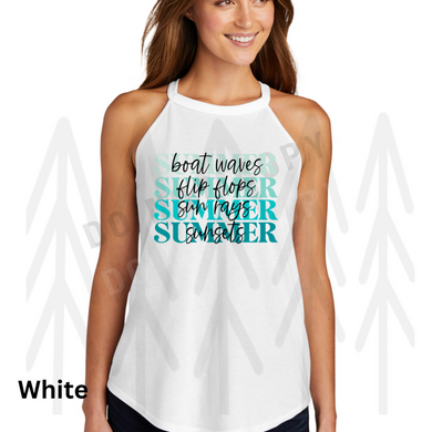 Summer - Boat Waves Black Lettering Shirts