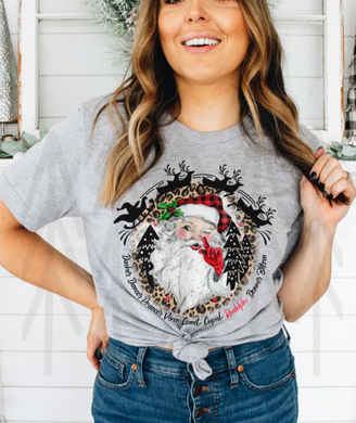 Santa With Reindeer Names Shirts
