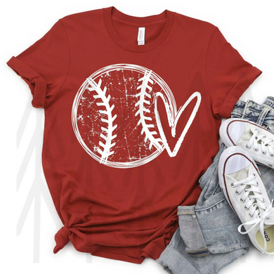 Scribble Baseball Heart Shirts