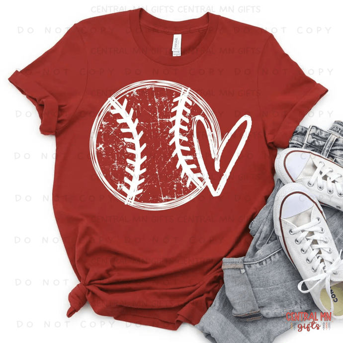 Scribble Baseball Heart Shirts