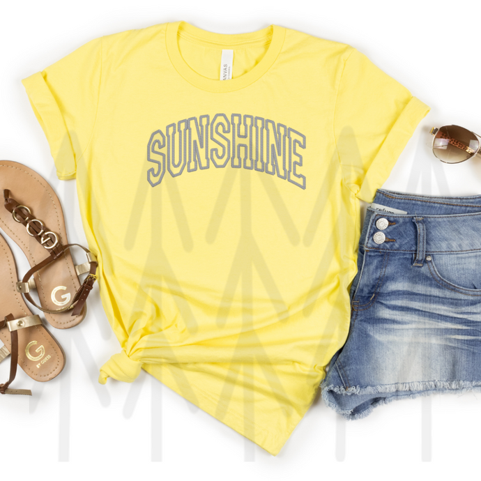 Sunshine - White - Faux Embroidery (Adult - Infant)