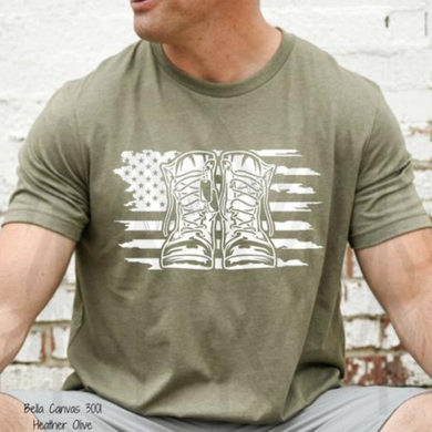 Distressed Flag Combat Boots Shirts