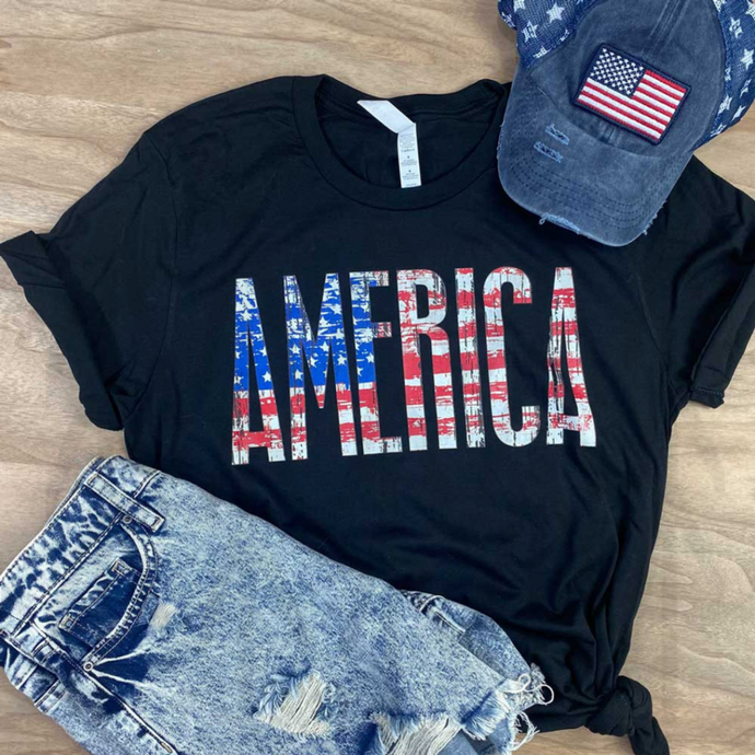 America With Flag Background Shirts & Tops