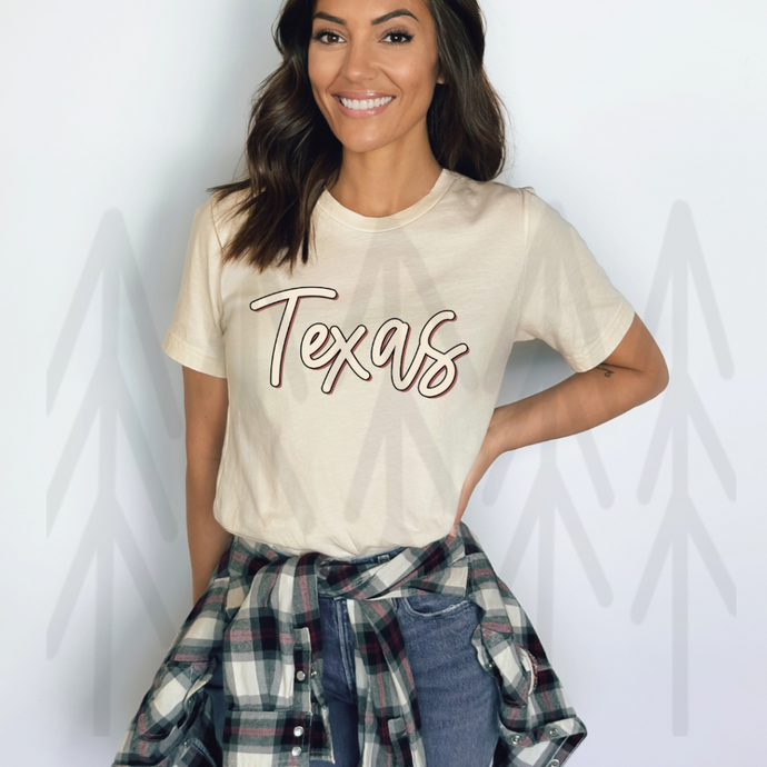 Texas Boho Script State (Adult Shirt)