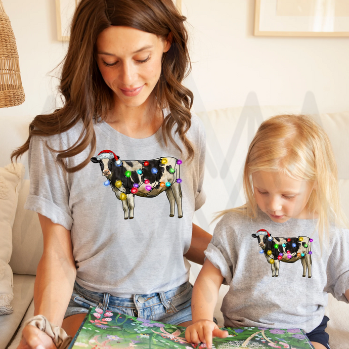 Cow With Holiday Lights (Infant - Youth) Shirts & Tops
