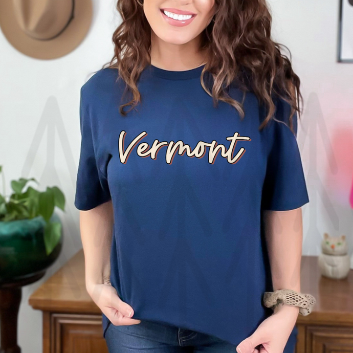 Vermont Boho Script State (Adult Shirt)