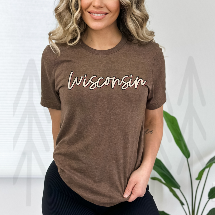 Wisconsin Boho Script State (Adult Shirt)