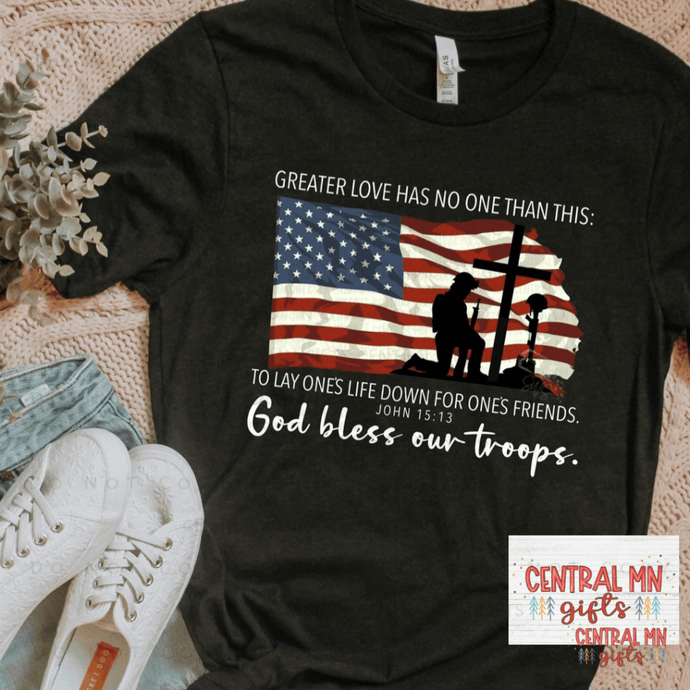 God Bless Our Troops - White Letters Shirts